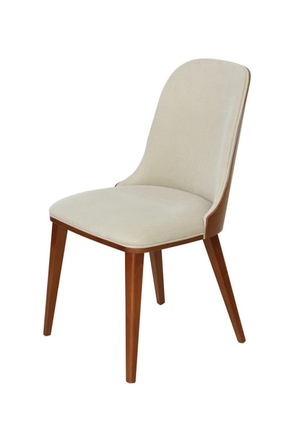 Luxury Beige Upholstered Wooden Dining Chair with Tapered Legs