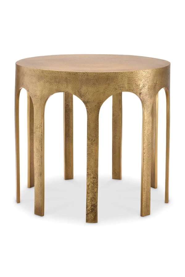 Luxury Vintage Brass Finish Round Side Table