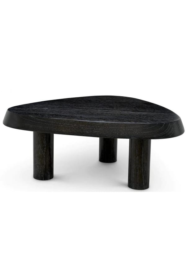 Luxury Oak Veneer Pebble Shape Triangular Wooden Coffee Table