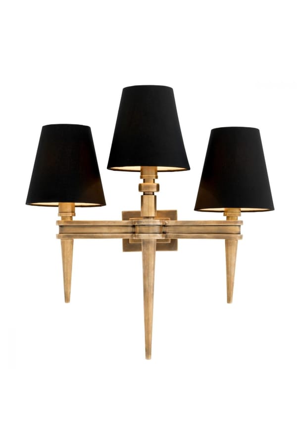 Luxury Metal Finish Wall Lamp with Triple Black Shades