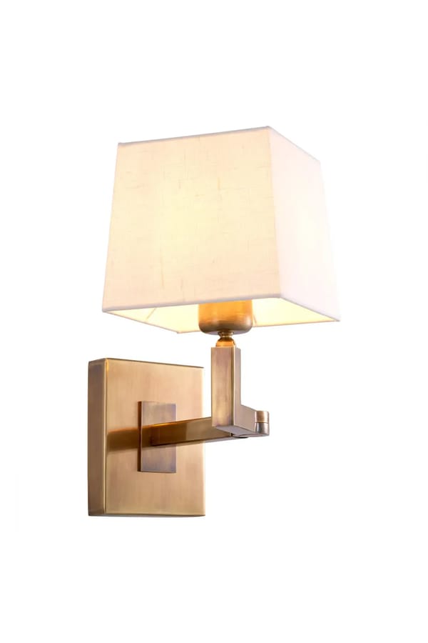 Luxury Vintage Brass Finish Wall Lamp with White Shade
