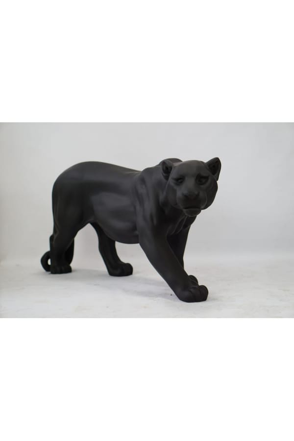 Luxuriöse Stehende Schwarze Panther Skulptur in zeitgenössischer Schwarzer Matte Ausführung