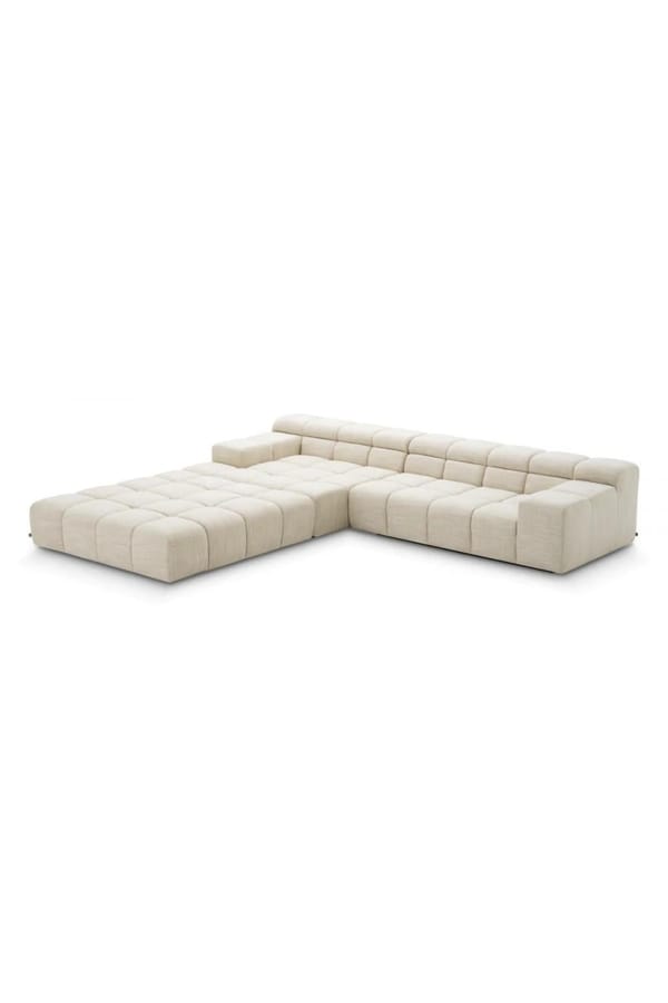 Luxury Modular Right Beige Sofa with Black Base