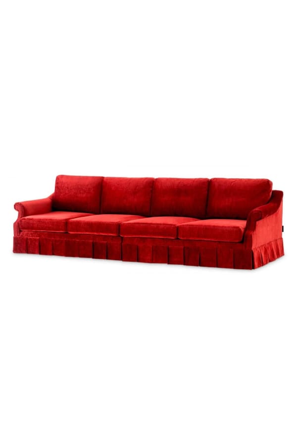 Luxury Wrey Velvet Red Sofa For Multiple Sitters