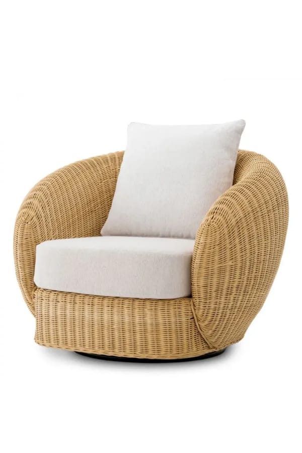 Luxury Natural Rattan Accent Chair in Sentier Cream