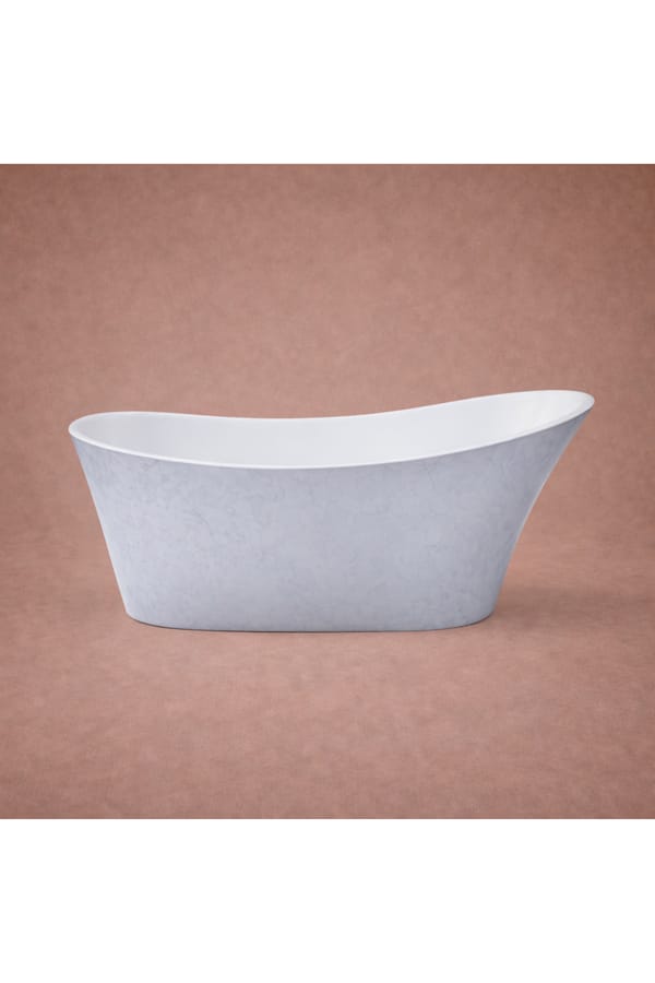 Luxury Stainless Steel Effect Single Ended Freestanding Acrylic Bathtub – 170.5 CM