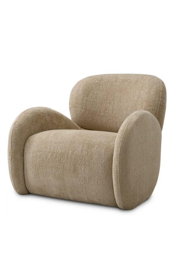 Luxury Beige Color Upholstered Single Seater Sofa