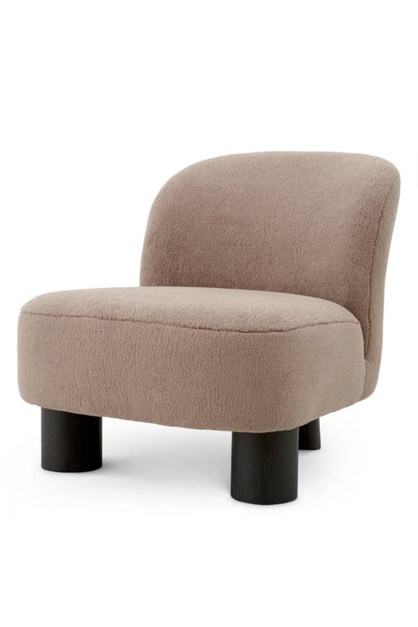 Luxury Beige Armless Single Seater Sofa Chair with Black Legs