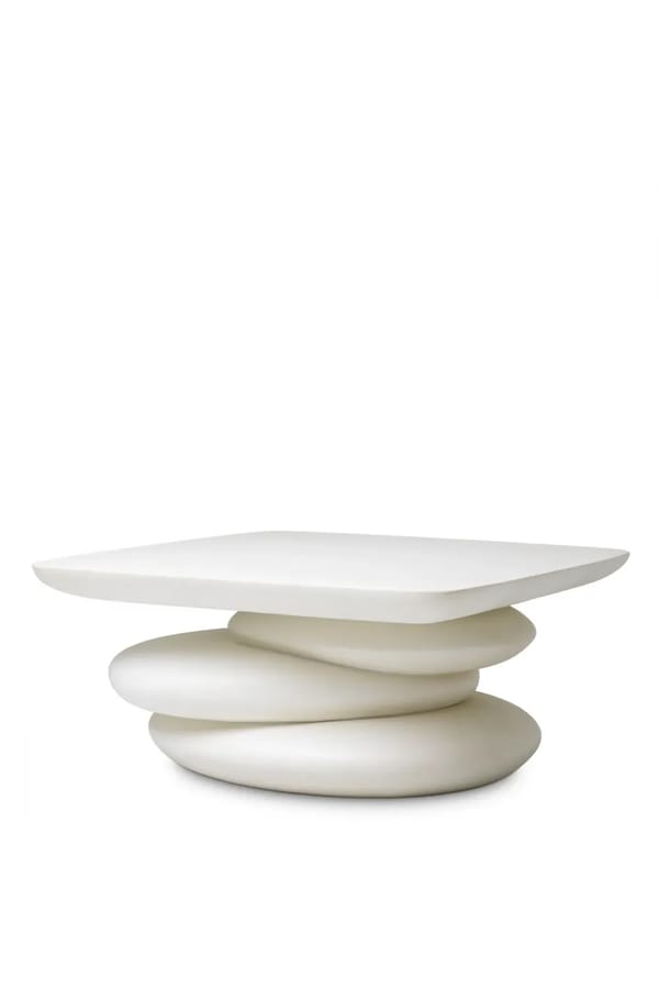 Luxury White Stacked Pebbles Design Coffee Table