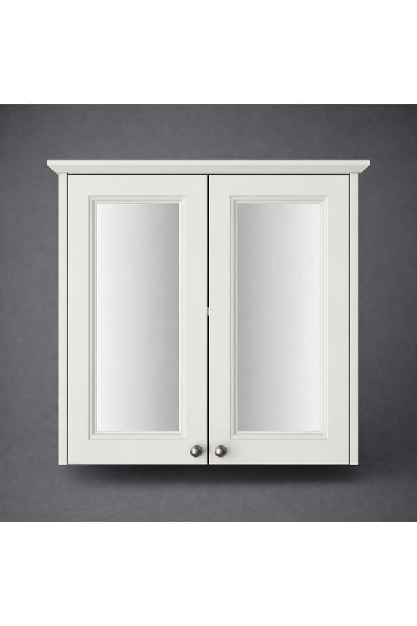 Luxury Chantilly Finish Double Door Mirror Wall Cabinet in Classic White Color – 64 CM