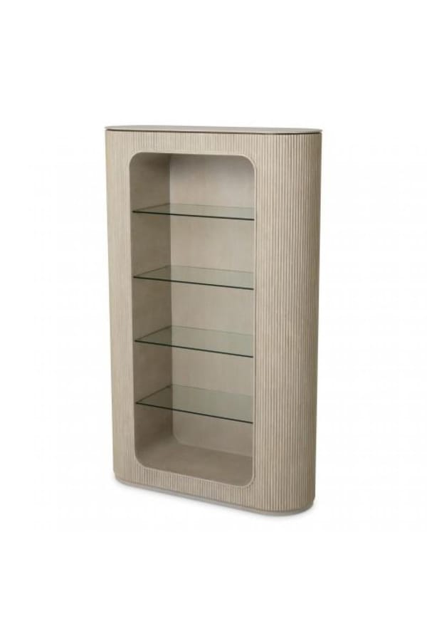 Luxury off White Wooden Cabinet with Glass Rack Storage