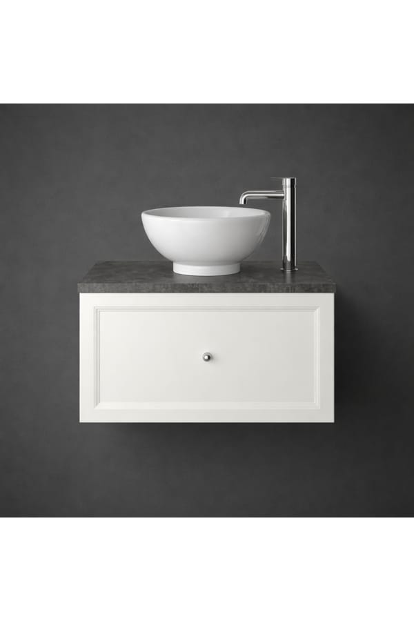 Luxury Chantilly Finish Wall Hung One Drawer Vanity Unit in Classic White Color – 70 CM