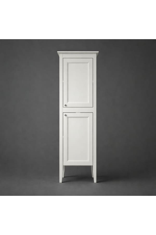 Luxury Chantilly Finish Freestanding Double Door Tall Cabinet in Classic White Color – 50 CM