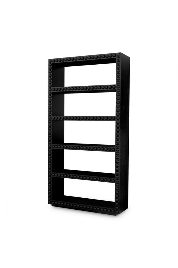 Luxury Solid Wood Display Cabinet in Classic Black Finish