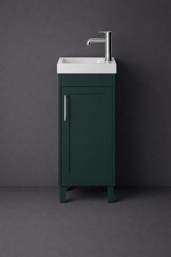 Luxury Freestanding Single Door Cloakroom Vanity Unit in Classic Green Finish - 40 CM
