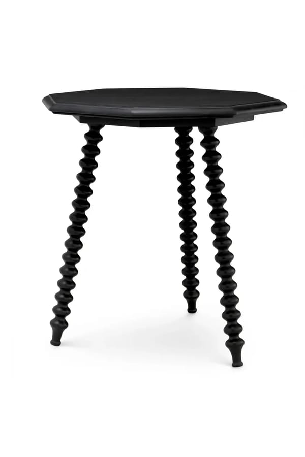 Luxury Classic Black Solid Wood Side Table