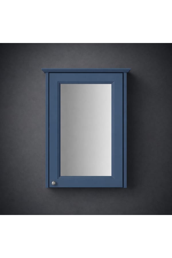 Luxury Maritime Blue Finish Single Door Mirror Wall Cabinet – 50 CM