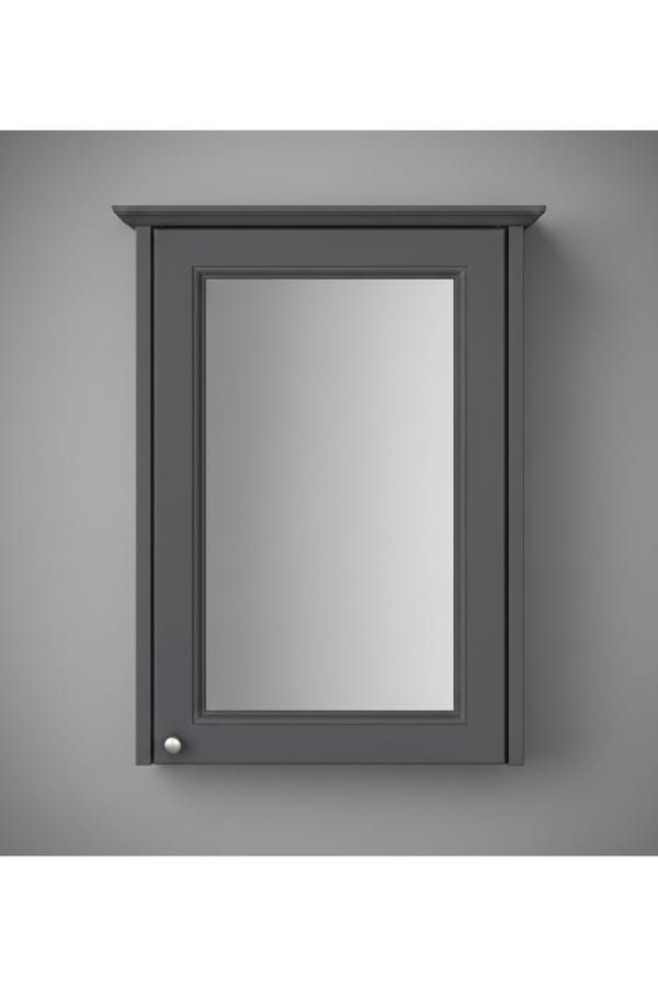 Luxury Graphite Finish Single Door Mirror Wall Cabinet – 50 CM