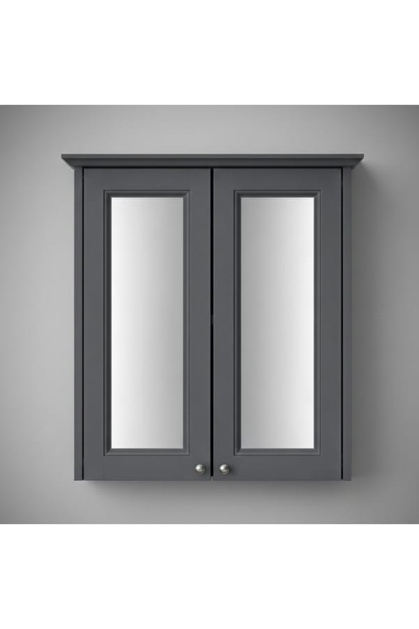 Luxury Graphite Finish Double Door Mirror Wall Cabinet – 64 CM