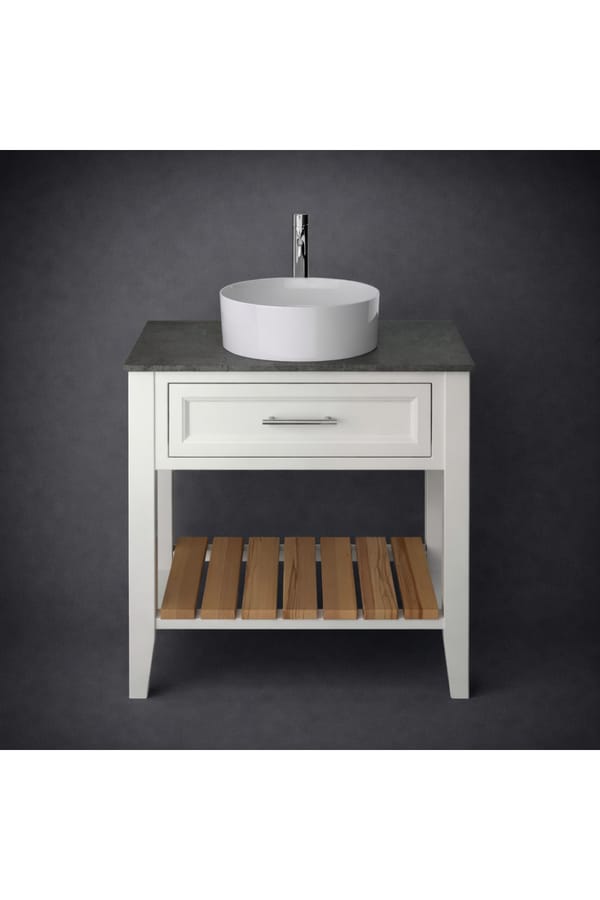 Luxury Chantilly Finish Freestanding Single Drawer Washstand with Open Wood Storage Shelf – 80 CM