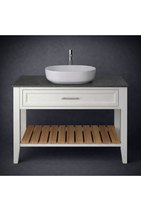 Luxury Chantilly Finish Single Basin Washstand with One Drawer and Open Wood Storage Shelf – 120 CM