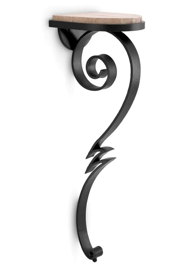 Luxury Black Wall Mounted Console Table with Stone Top