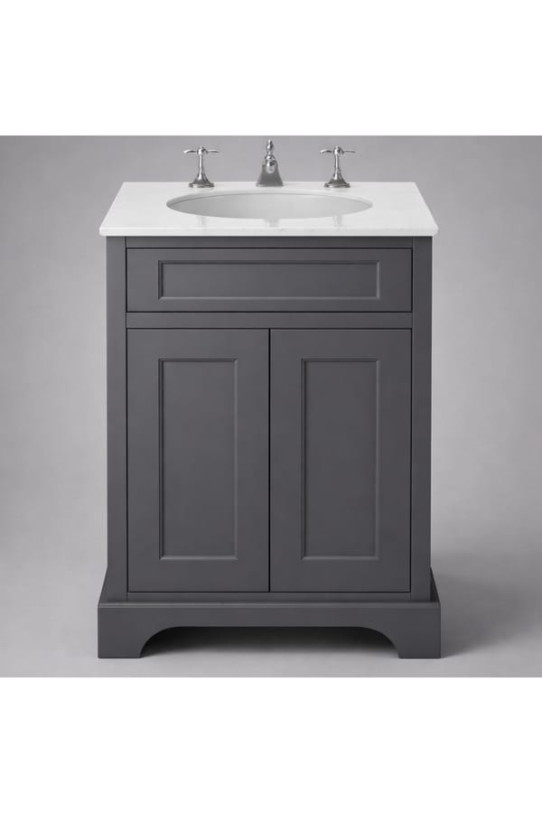 Luxury Freestanding Graphite Finish Vanity Unit with Single Drawer and Double Door Cabinet – 60 CM