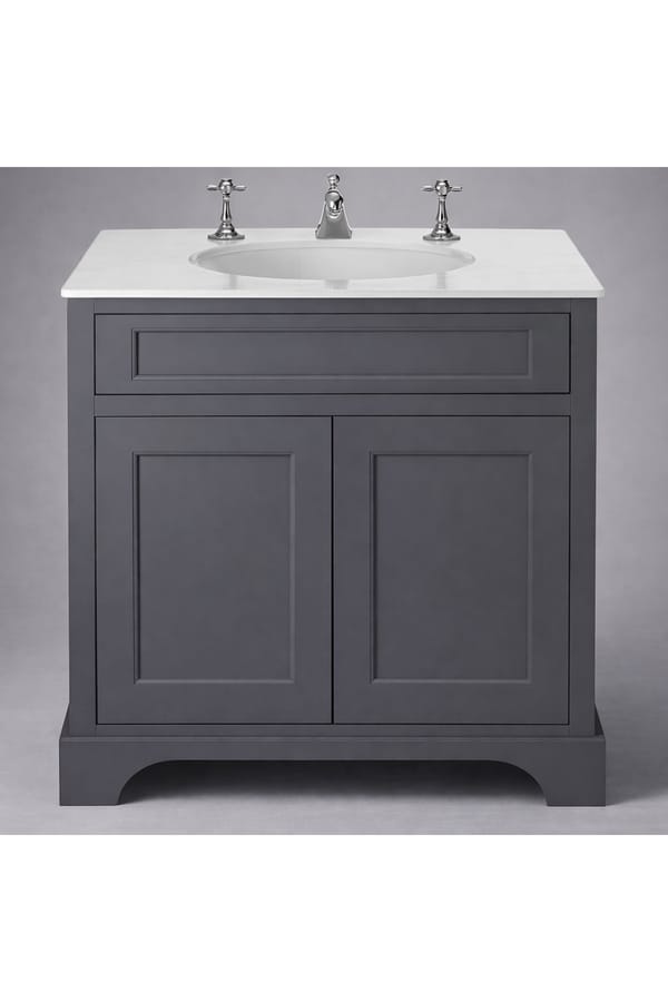 Luxury Freestanding Vanity Unit with Single Drawer and Double Door Cabinet in Graphite Finish – 80 CM