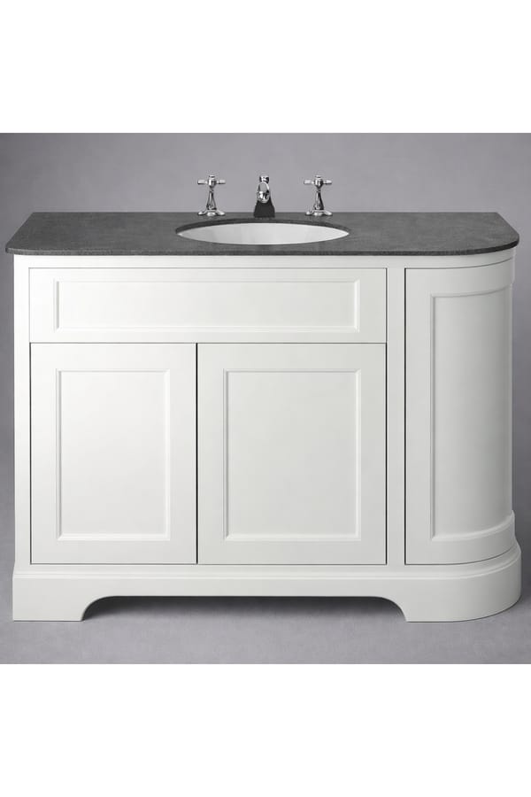 Luxury Chantilly Finish White Double Door Left Hand Curved Vanity with Black Stone Top – 100 CM