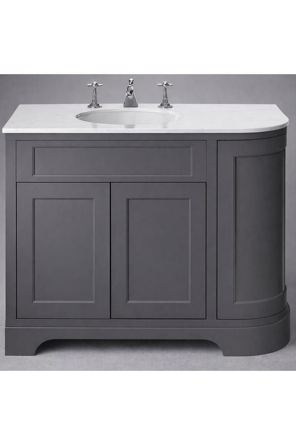 Luxury Graphite Double Door Left Hand Curved Vanity with White Stone Top – 100 CM