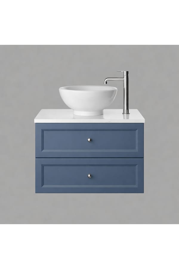Luxury Maritime Blue Finish Wall Hung Two Drawer Vanity Unit – 70 CM