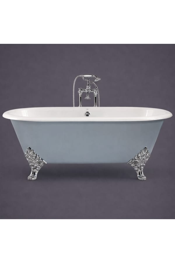 Luxury White Cast Iron Freestanding Double Ended Bathtub with Chrome Finish Sculptural Clawfoot – 178 CM