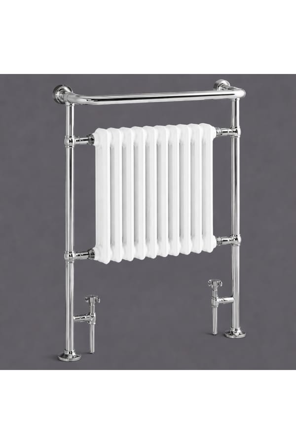 Luxury Stainless Steel Floor Mounted Heated Towel Rail in Chrome Plated Finish – 94 CM