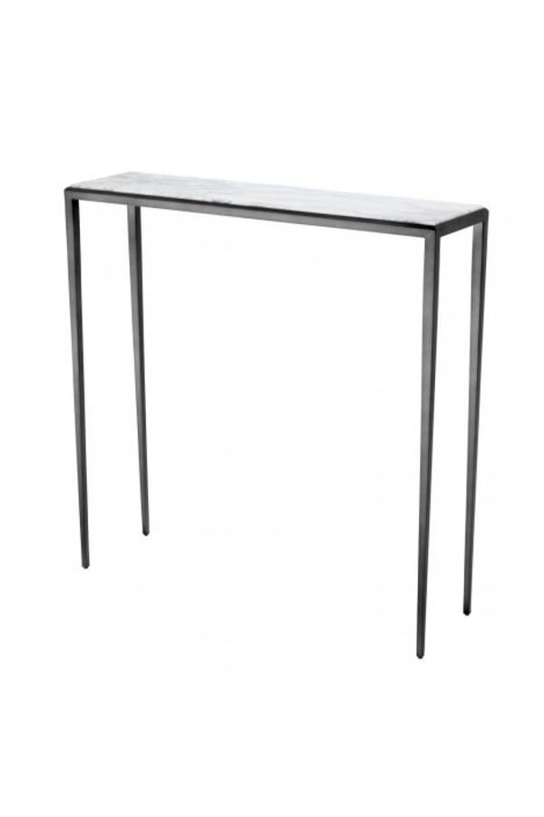 Luxury Bronze Finish Console Table with White Marble Top (Large)