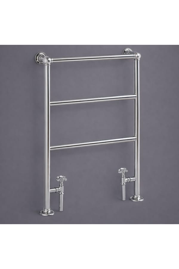 Luxury Floor Mounted Heated Towel Rail in Chrome Finish with Stainless Steel Frame – 85 CM