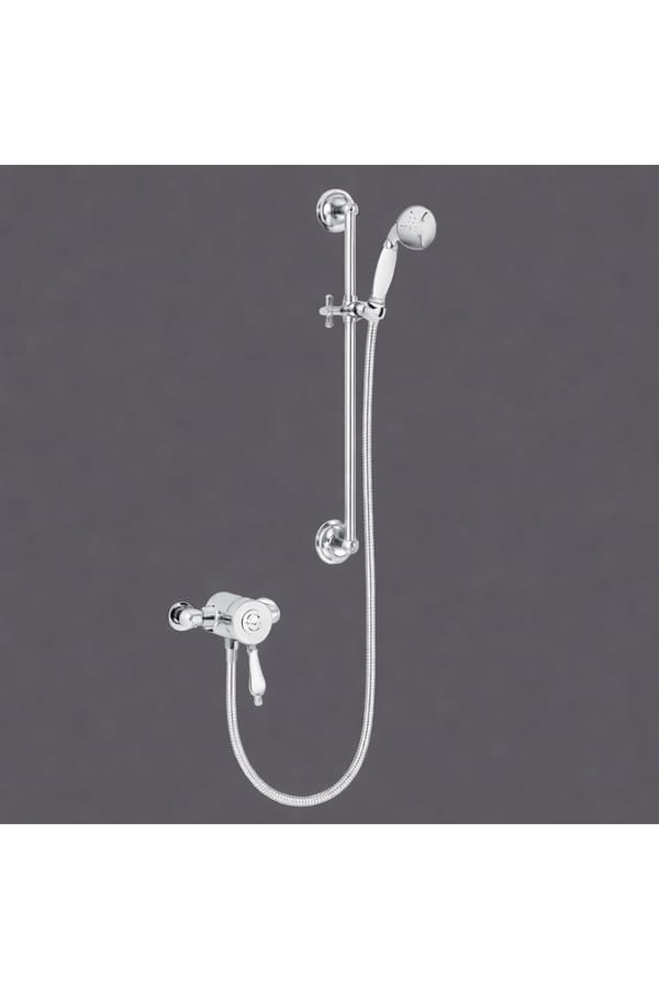Luxury Chrome Plated Exposed Thermostatic Single Control Shower with Flexible Riser Kit