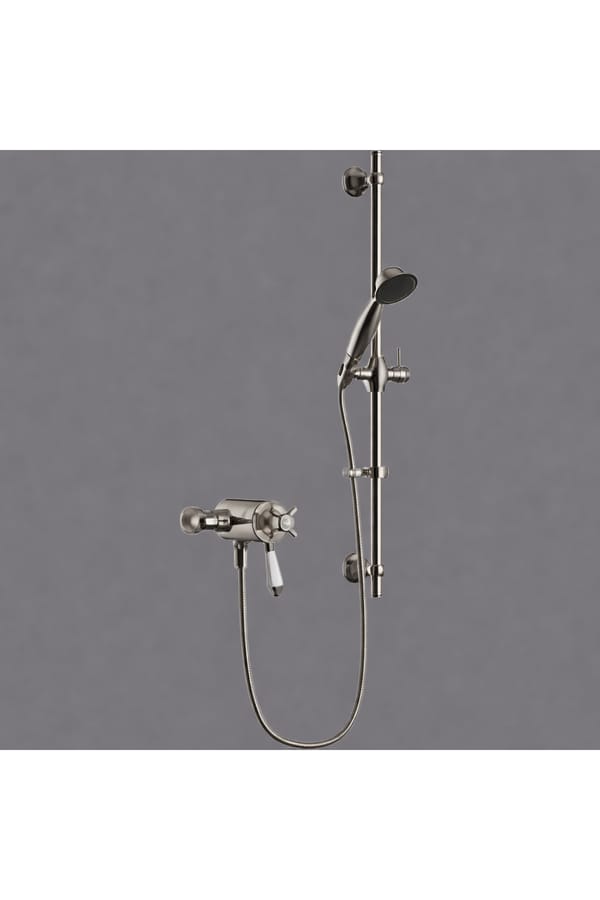 Luxury Brushed Nickel Exposed Thermostatic Dual Control Shower with Flexible Riser Kit