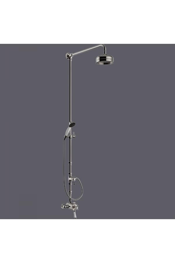 Luxury Thermostatic Dual Control Shower with Fixed Riser Kit and Diverter to Handset in Brushed Nickel Finish