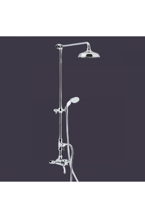 Luxury Thermostatic Dual Control Shower with Fixed Riser Kit and Diverter to Handset in Chrome Plated Finish