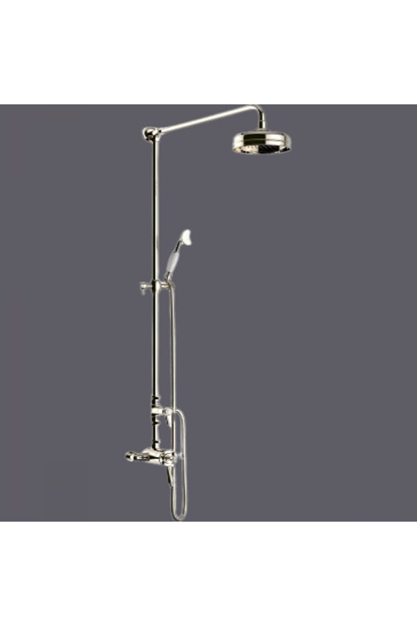 Luxury Thermostatic Dual Control Shower with Fixed Riser Kit and Diverter to Handset in Vintage Gold Plated Finish