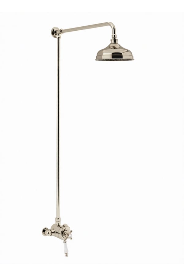 Luxury Exposed Thermostatic Dual Control Shower with Fixed Riser Kit in Vintage Gold Plated Finish