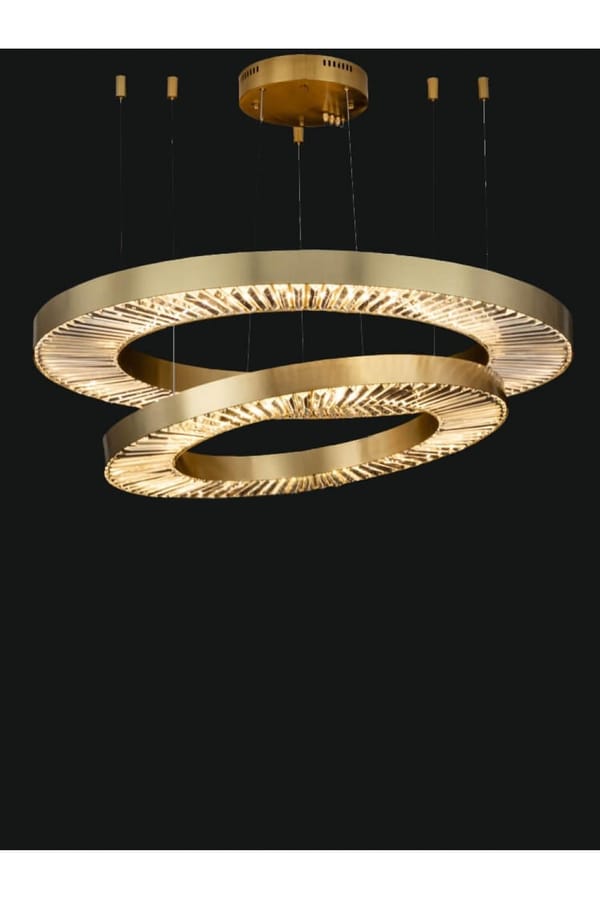 Luxury Gold Finish  Pendant-style Dual Ring Chandelier