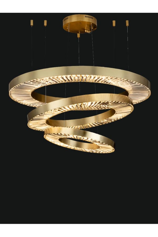 Luxury Triple-Ring Crystal LED Chandelier with Brushed Gold Finish Ø 120
