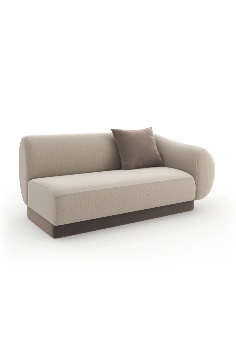 Beige Ribbed Linen Loveseat