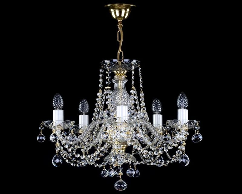 King’s Aura Crystal Chandelier – 6-Light Gold Finish