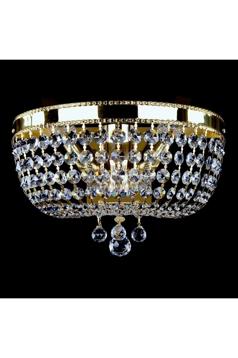 Polished Brass Crystal Wall Lamp – Luxury 2-Light Fixture