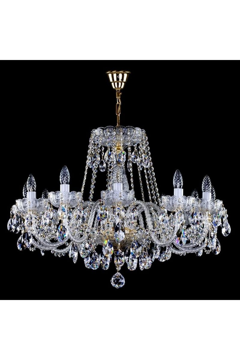 Imperial Radiance Crystal Chandelier 12-Light | Polished Brass Luxury