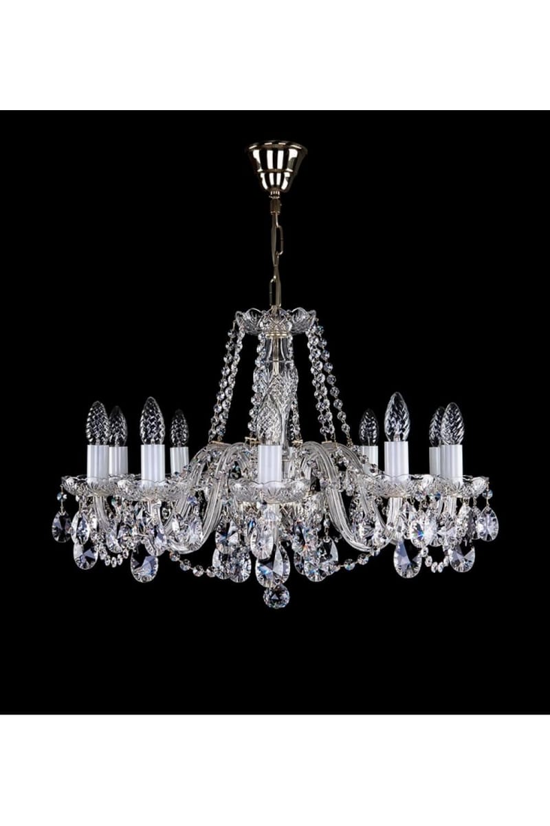 Baroque Crystal Chandelier – Luxury 10-Light 67 cm Nickel Finish