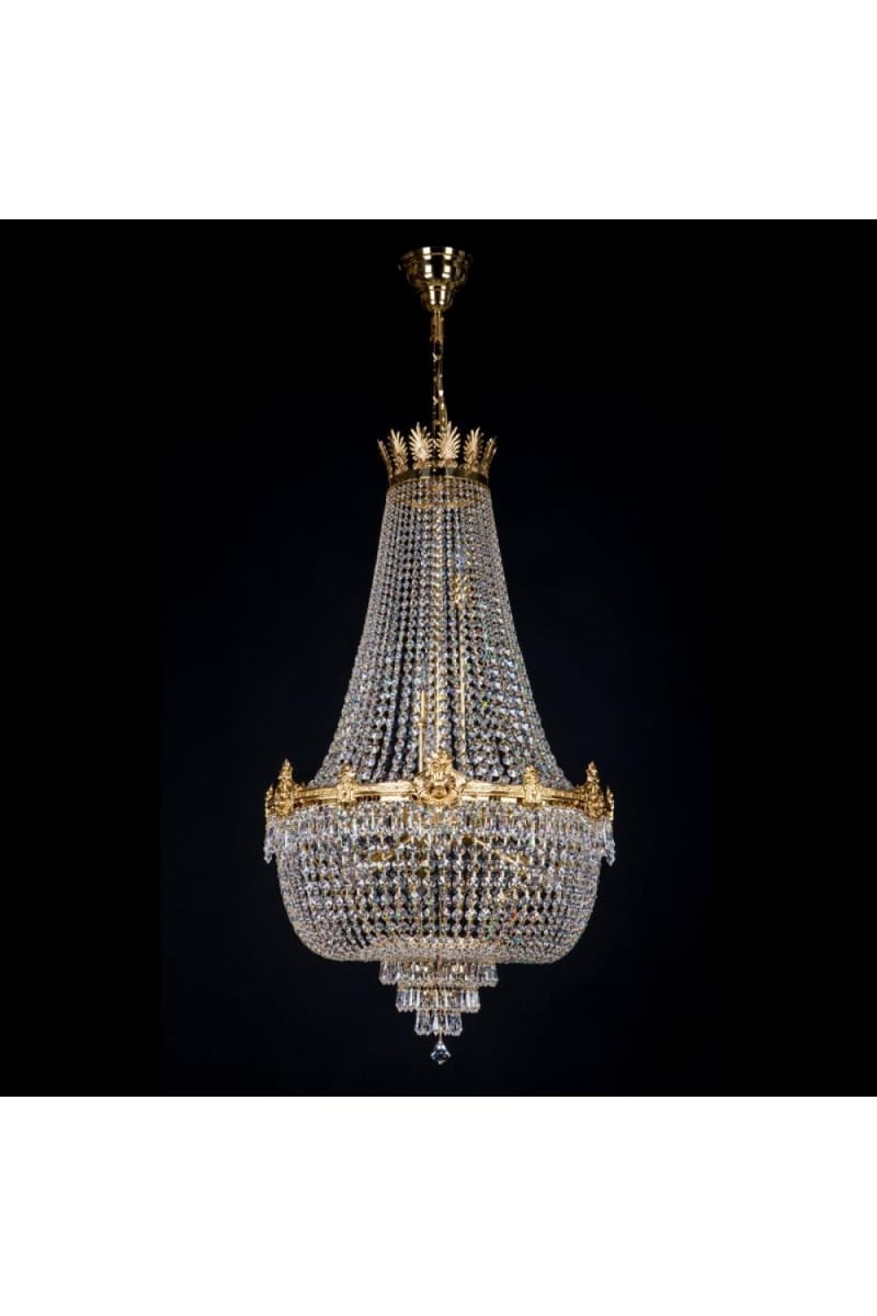 Luxury Antique Brass Finish 12 Light Crystal Chandelier