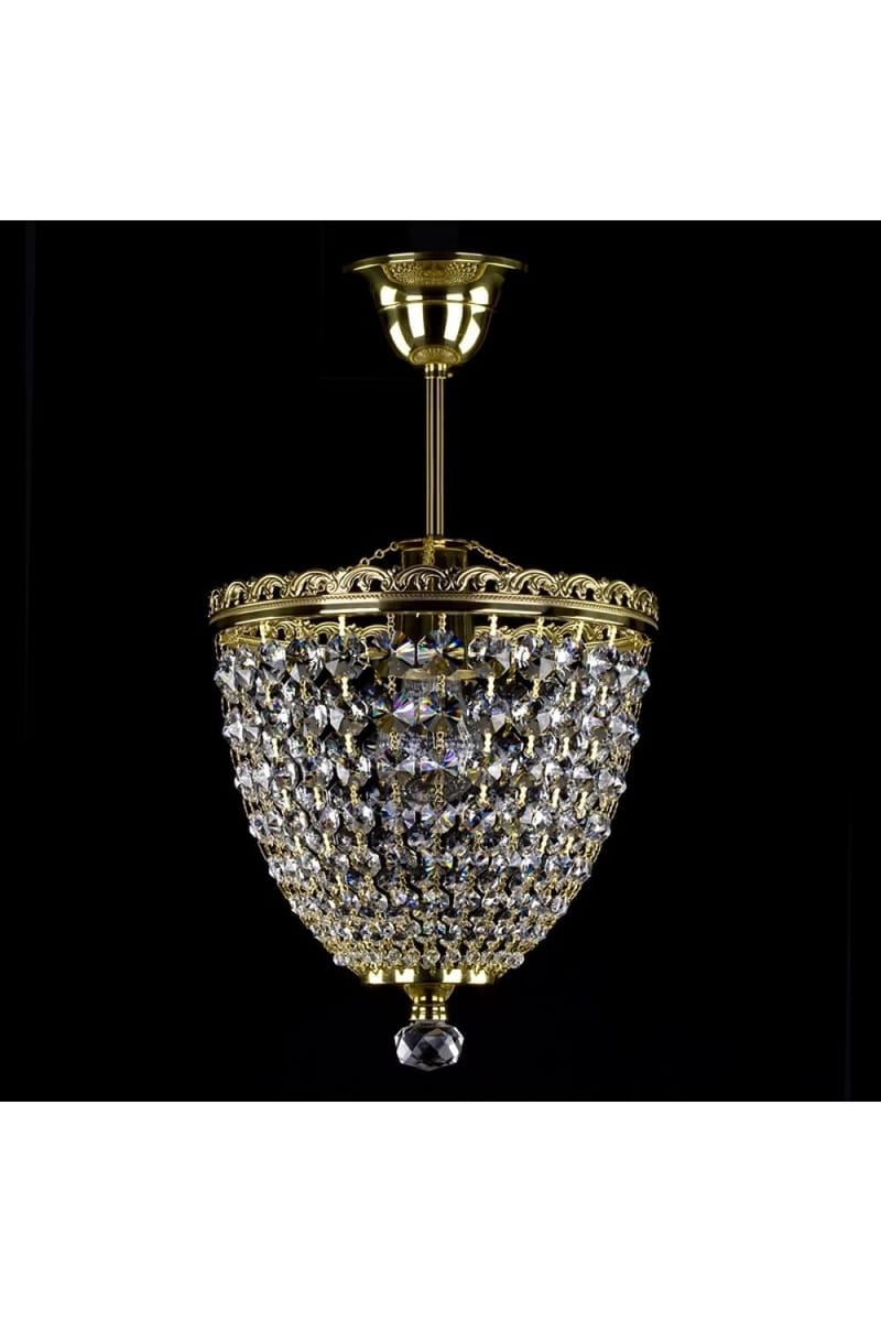 Crystal Pendant Light – Elegant Single Bulb Brass & Crystal Design